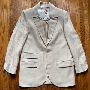 Zadig & Voltaire Cream Linen-Blend Blazer